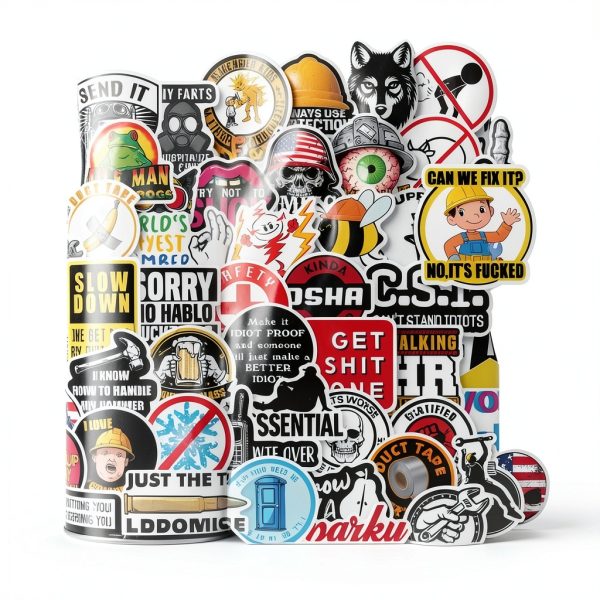 WANVAE Waterproof Vinyl Sticker Sheet for Hard Hats 100 Black-5